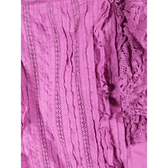 SEZANE Lexy Blouse Women SZ 36 US 4 Square Neck Ruffle Crochet Peasant Purple - Picture 12 of 12